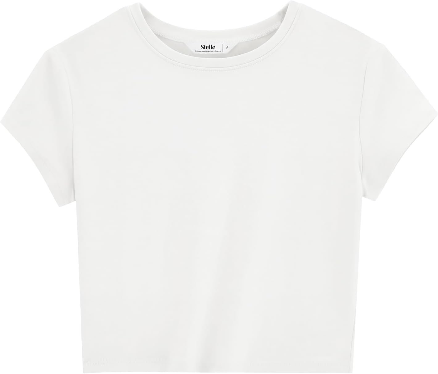 Stelle Womens Short Sleeve Crop Tops Crewneck Basic T Shirts Cute Going Out Baby Tee