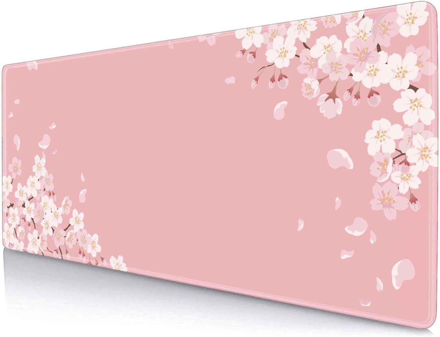 IMAYONDIA Pink Japanese Desk Mat, Cherry Blossom Large Gaming Mouse Pad, Non-Slip Rubber Base Mousepad for Women, Desk Pad for Work, Game, Office, 31.5×11.8 Inch- Sakura Flowers Aesthetic