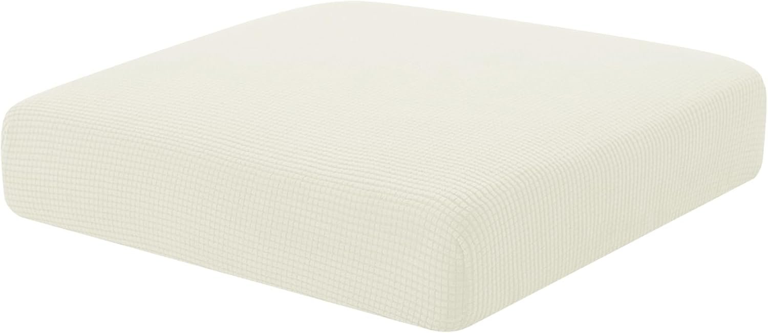 Hokway Couch Cushion Slipcovers Small Stretch Reversible Cushion Protector Slipcovers Sofa Cushion Protector Covers(Creamwhite, Small)