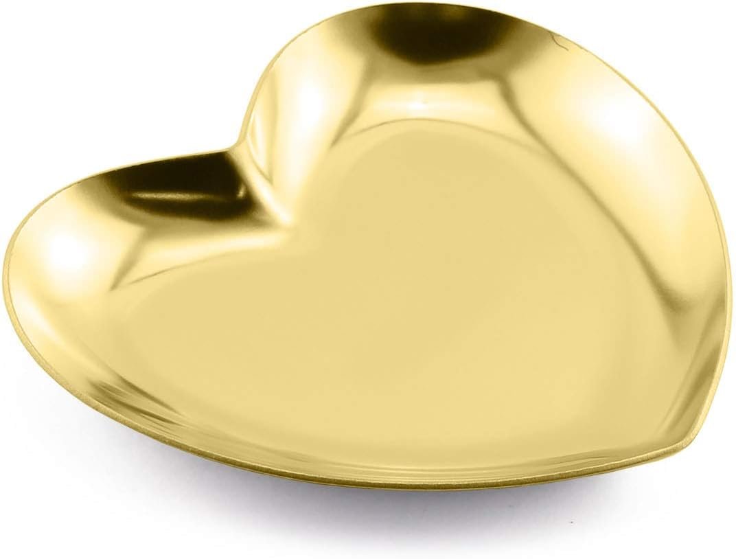 1 Piece Gold Luxurious Metal Storage Tray Heart Shaped Jewelry Display Tray Home Decoration Serving Plate Craft for Table Organizer