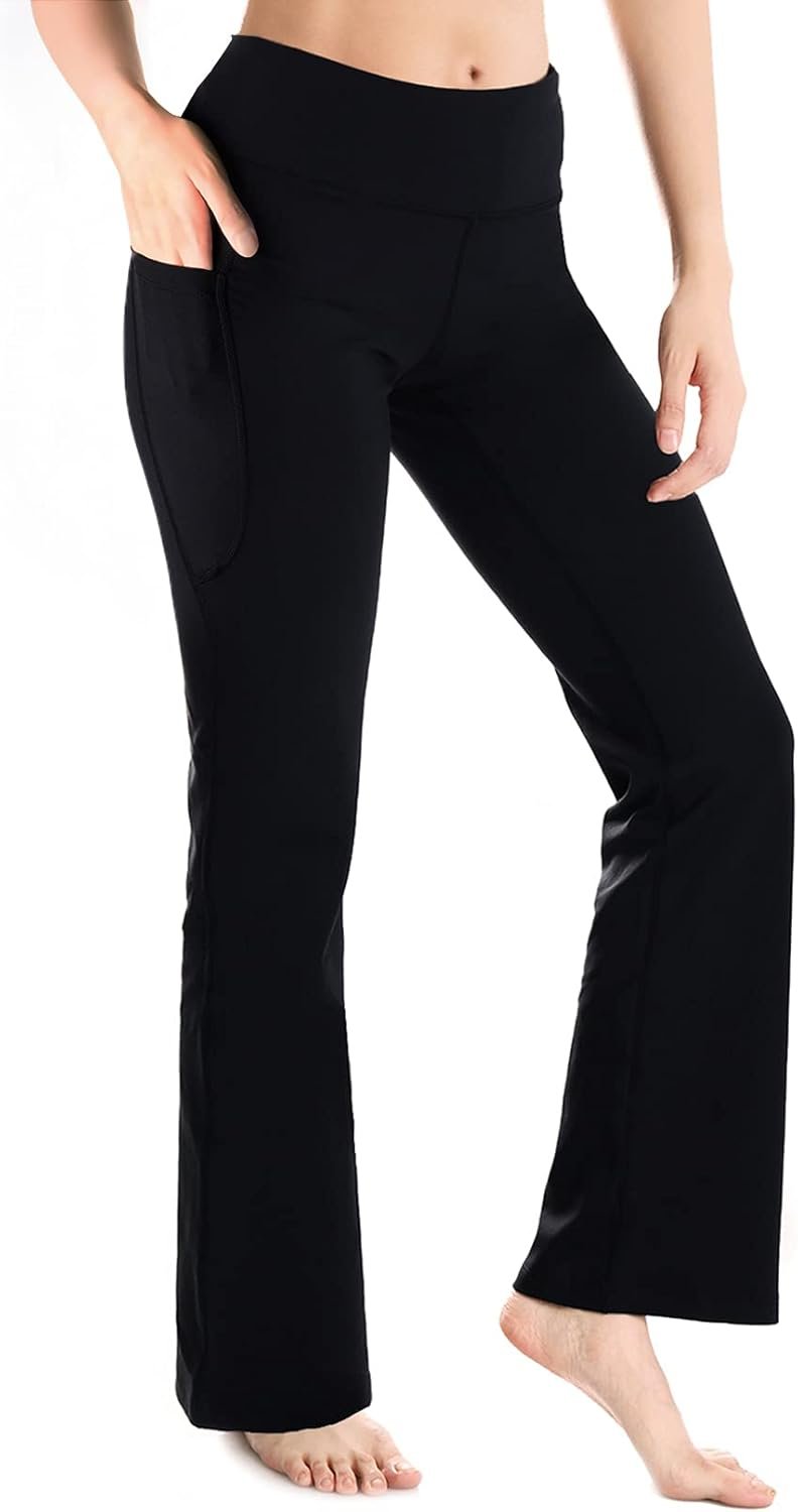 Yogipace Petite/Regular/Tall Women’s Bootcut Yoga Pants with Side Pockets, Flare Leggings for Travel, Lounge & Everyday Wear