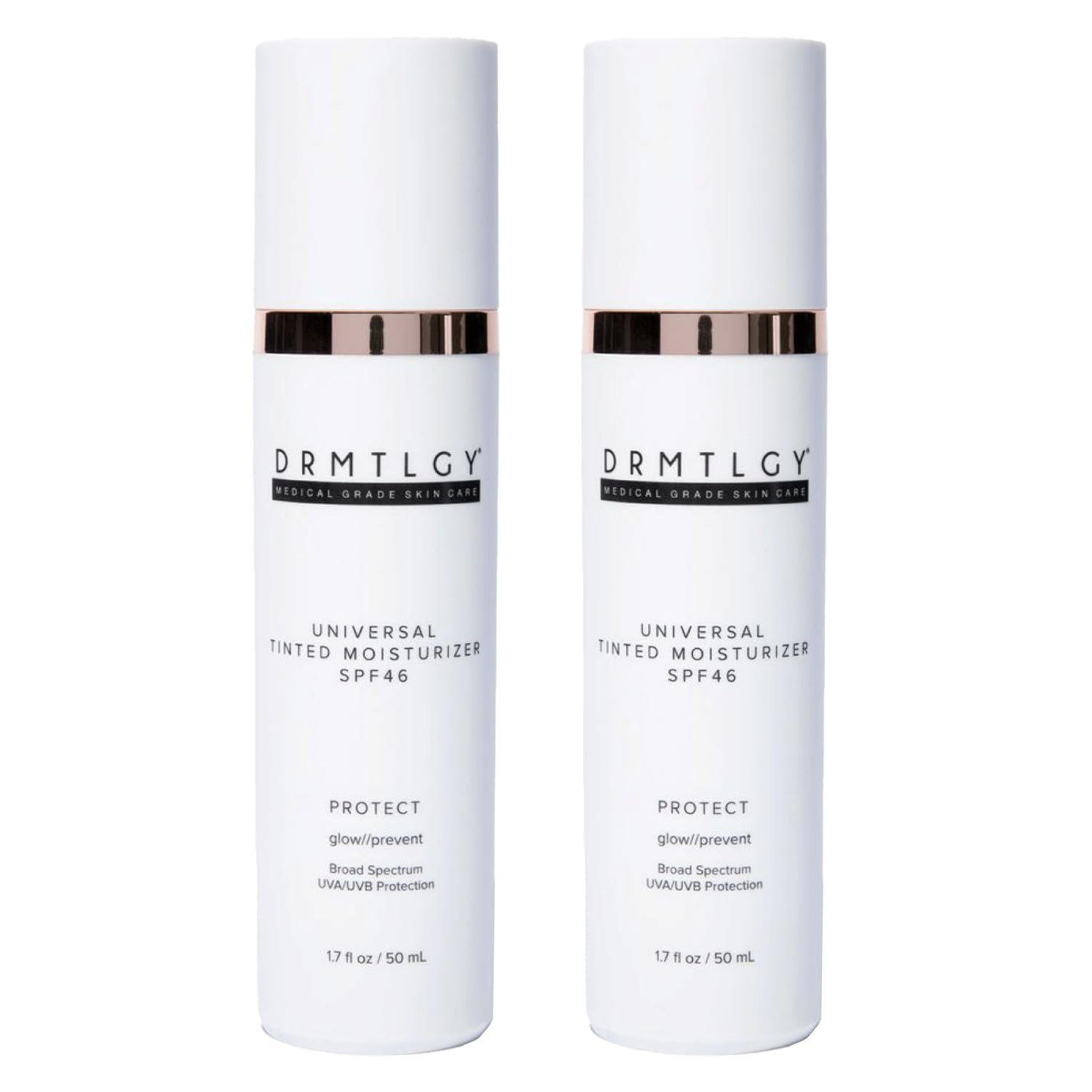 DRMTLGY Universal Tinted Moisturizer SPF 46, 2 Pack (1.7 oz Each) – Lightweight Hydrating Tinted Sunscreen for Face, Broad Spectrum SPF Protection, Dewy Finish with Niacinamide & Hyaluronic Acid