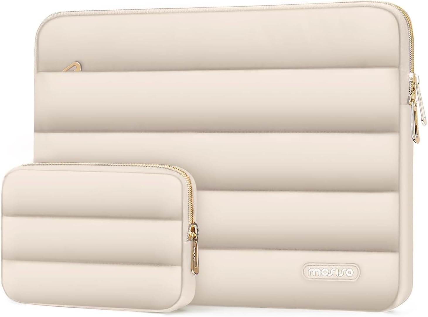 MOSISO 9-11 inch Tablet Sleeve Case for iPad A16 2025, iPad Air 11 inch M3 M2, iPad Pro 11 M4, iPad 10/9/8/7th, Galaxy Tab A9+/S9/S8/Plus 11, Puffy Horizontal Bag with Small Case, Sand