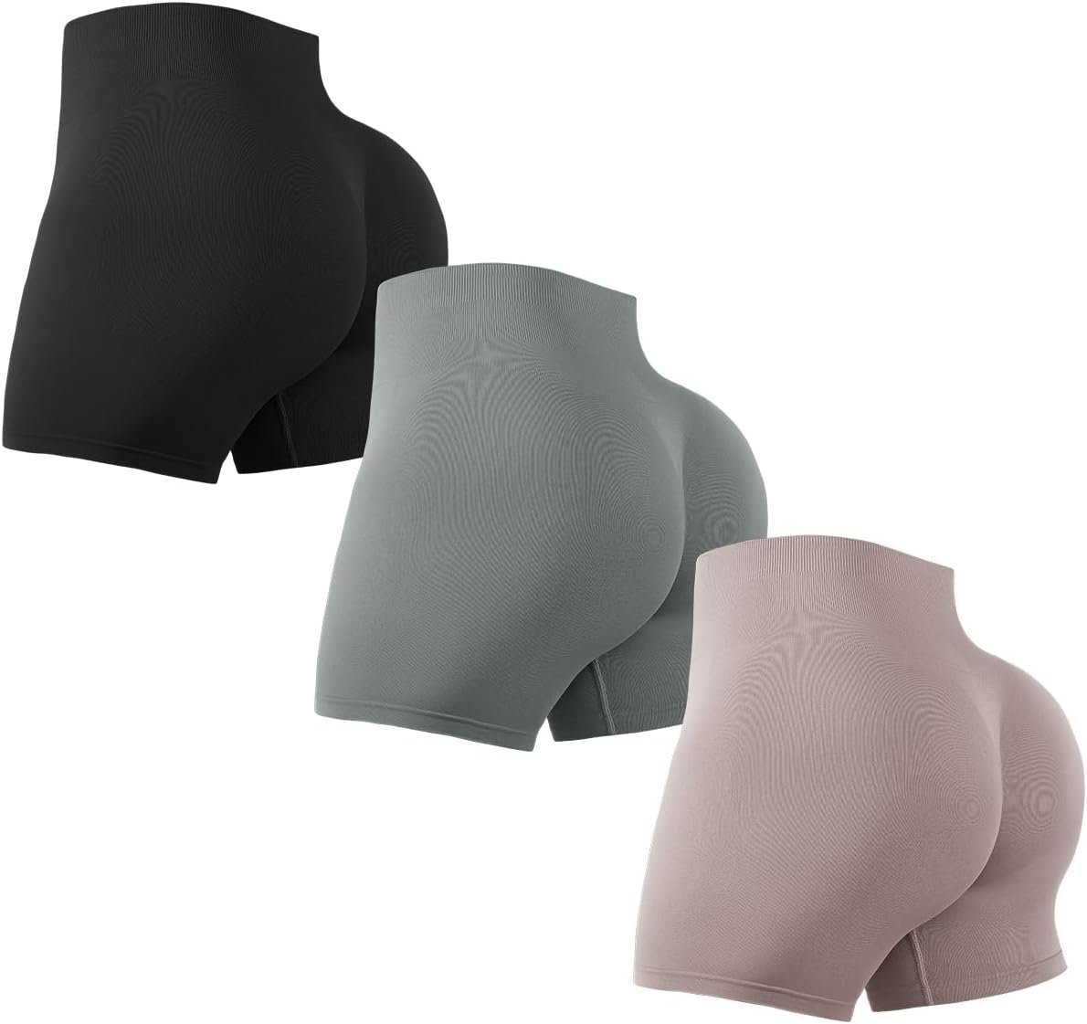 Workout Shorts Women Gym Yoga 3 Pack Seamless High Waisted Tummy Control Scrunch Butt Biker Athletic Shorts
