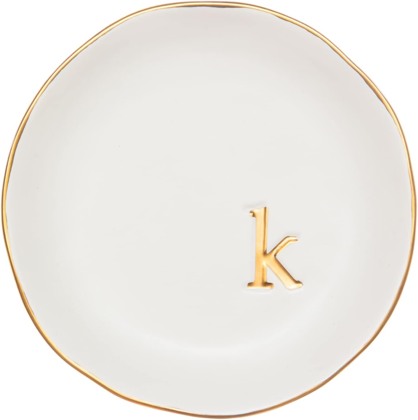 COLLECTIVE HOME – Ceramic Jewelry Tray, Decorative Trinket Dish for Rings Earrings Necklaces Bracelet Watch Keys, Birthday Mother’s Day Christmas Gift for Women, 4.75″, White Surface (K)