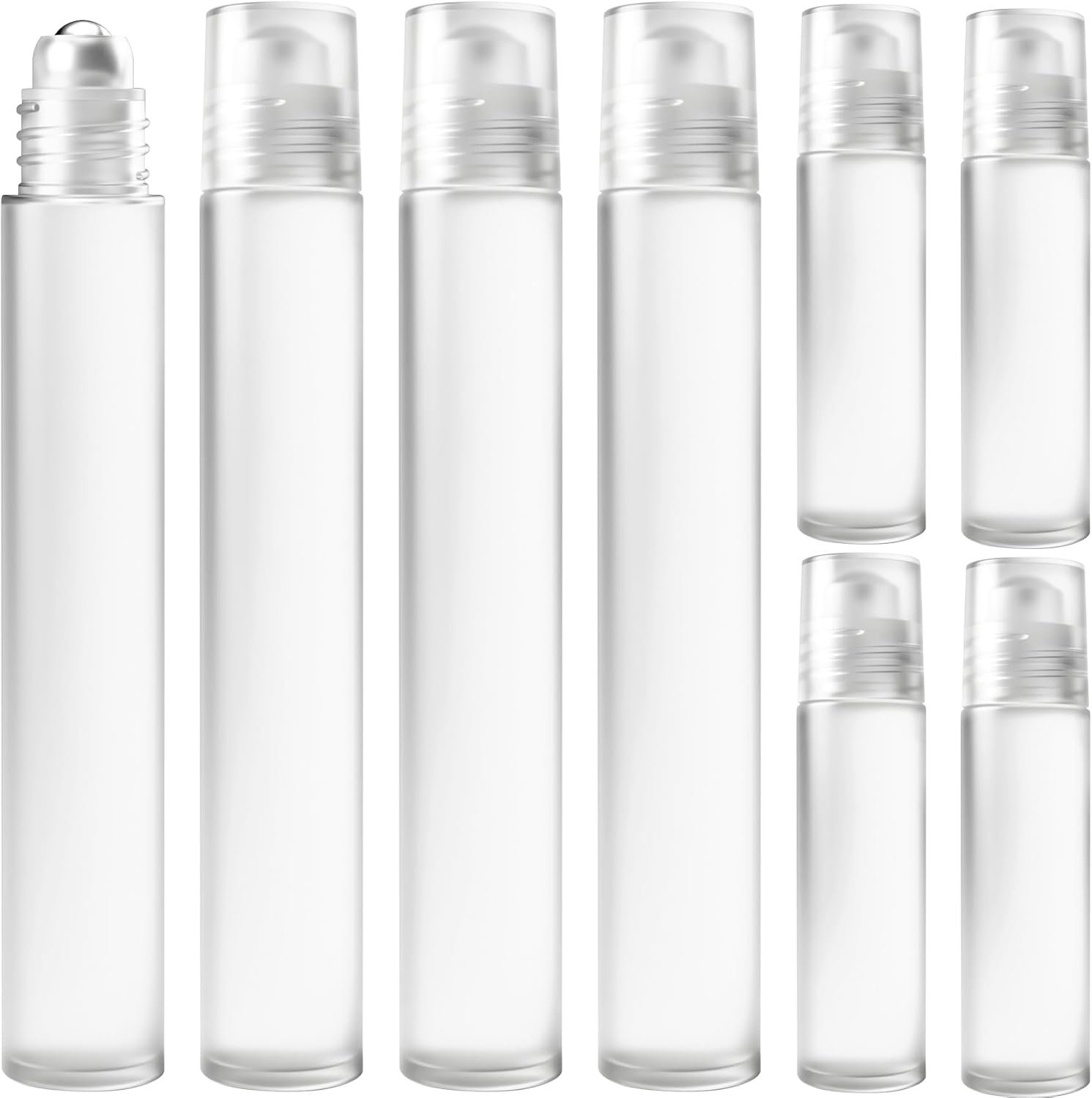4 Pack 0.17/0.34 Oz (5/10ml) Essential Oil Roller Bottles, Plastic Refillable Leak-Proof Empty Roll on Bottle with Cap, Dispenser Bottles with Stainless Roller Balls for Perfume Oil Travel