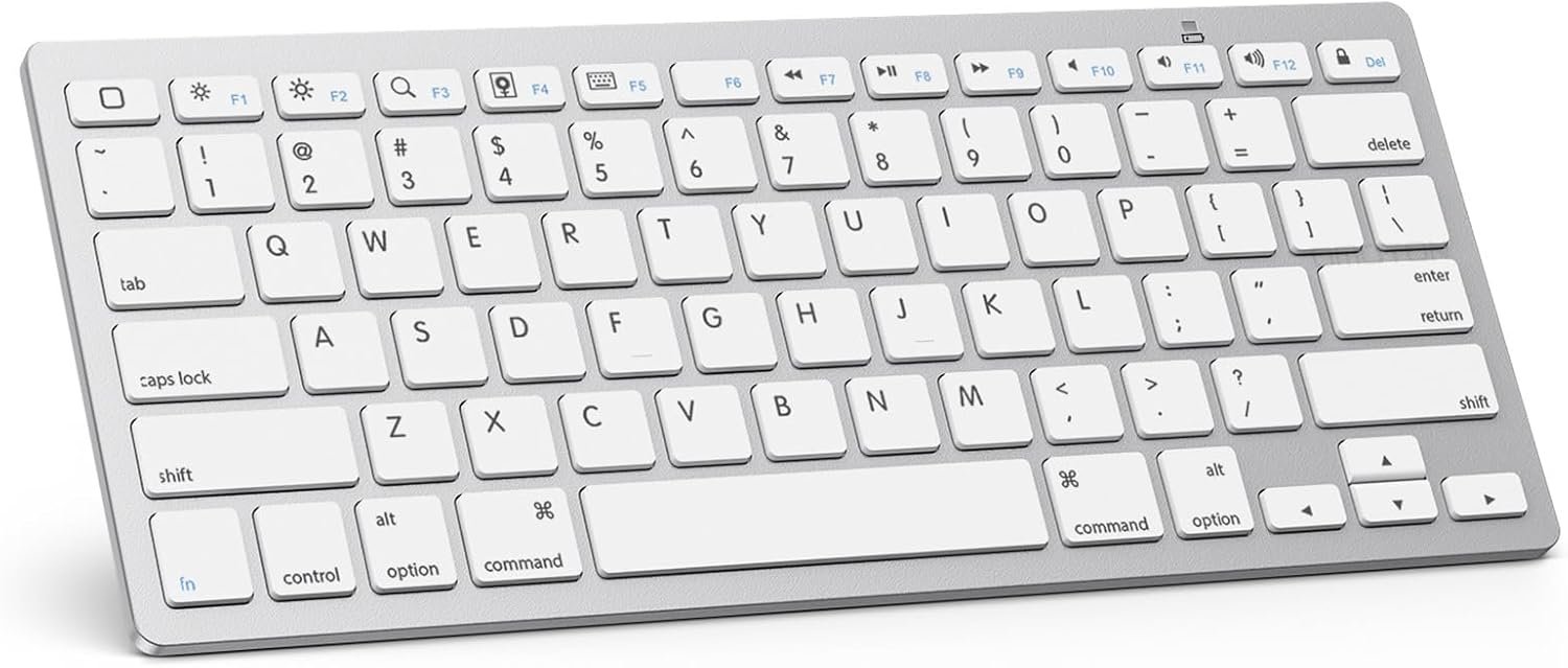 OMOTON Ultra-Slim Bluetooth Keyboard for iPad 10.2(10th/ 9th/ 8th Generation)/ 9.7, iPad Air 4th Generation, iPad Pro 11/12.9, iPad mini, and More Bluetooth Enabled Devices, White