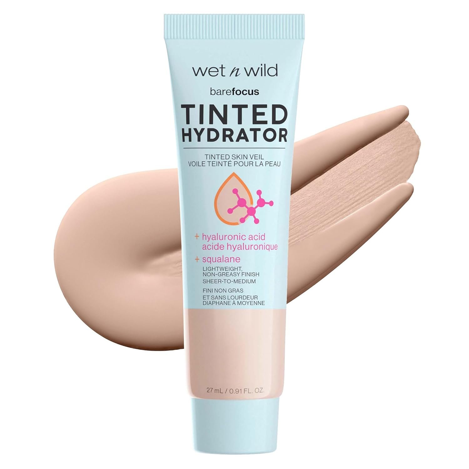 wet n wild Bare Focus Tinted Hydrator Tinted Skin Veil, Lightweight Buildable Coverage with Hyaluronic Acid & Vegan Squalane, Semi-Matte Finish, Cruelty-Free – Fair
