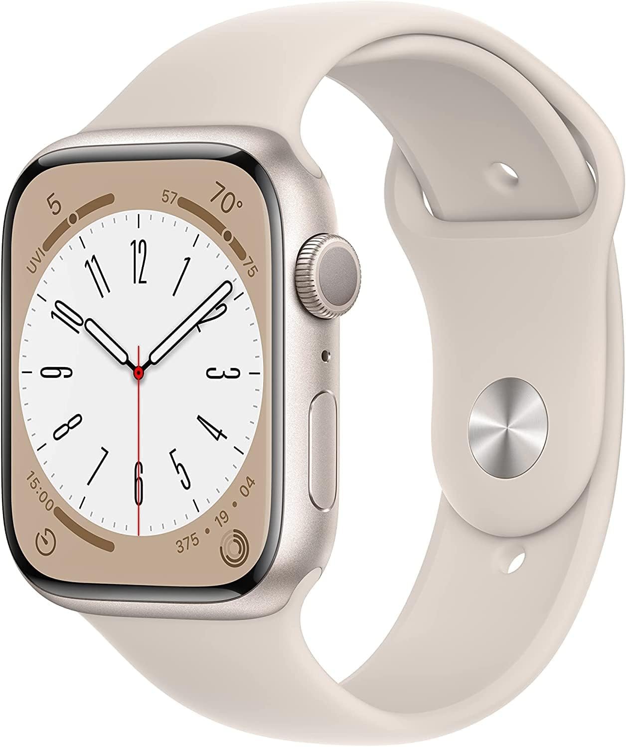 Apple Watch Series 8 [GPS, 41mm] – Starlight Aluminum Case with Starlight Sport Ban, M/L (Renewed)