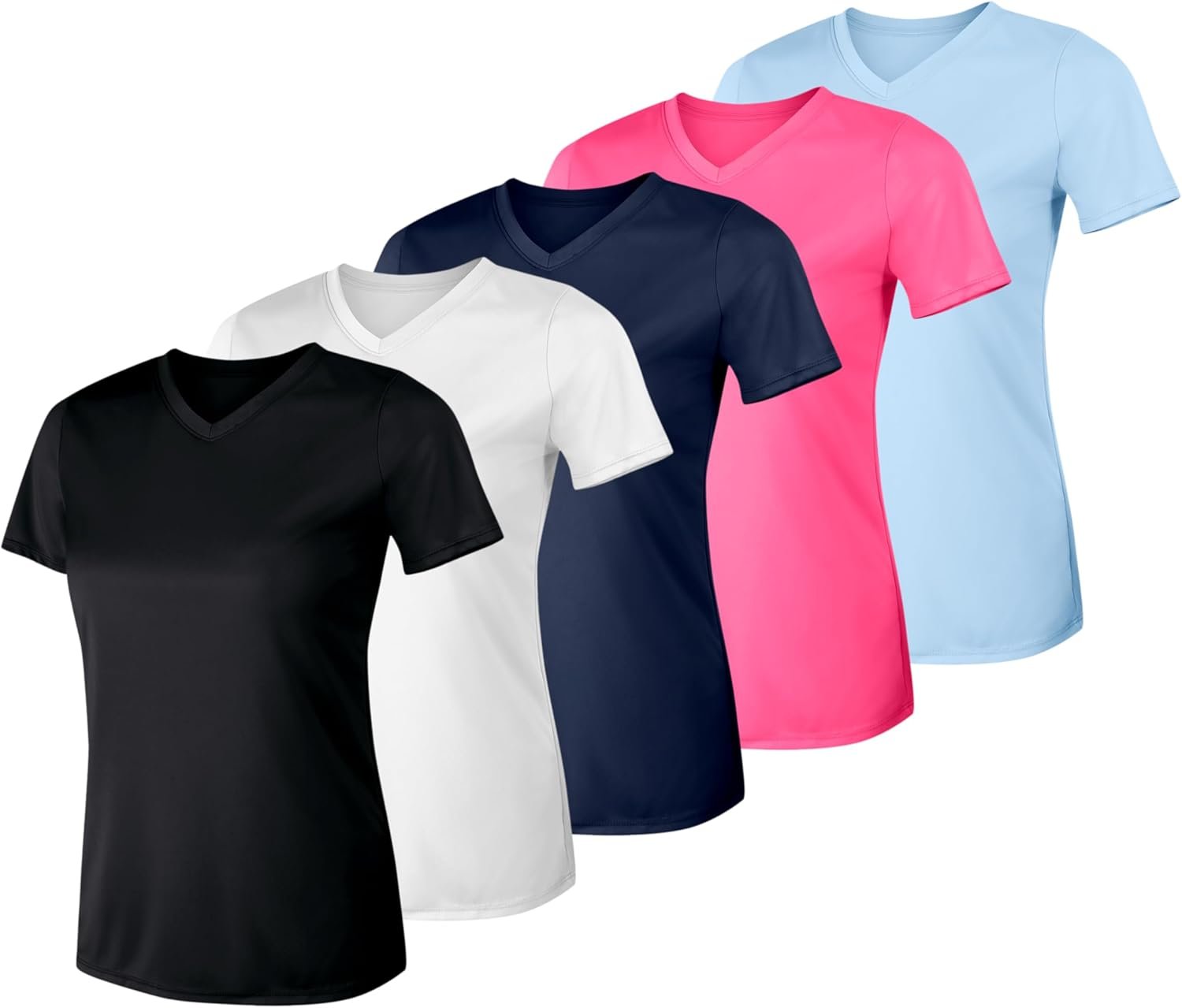 Hanes Women’s T-Shirt, 5-Pack, Sport Cool Dri V-Neck Performance Tees, Moisture-Wicking, Sun Protection
