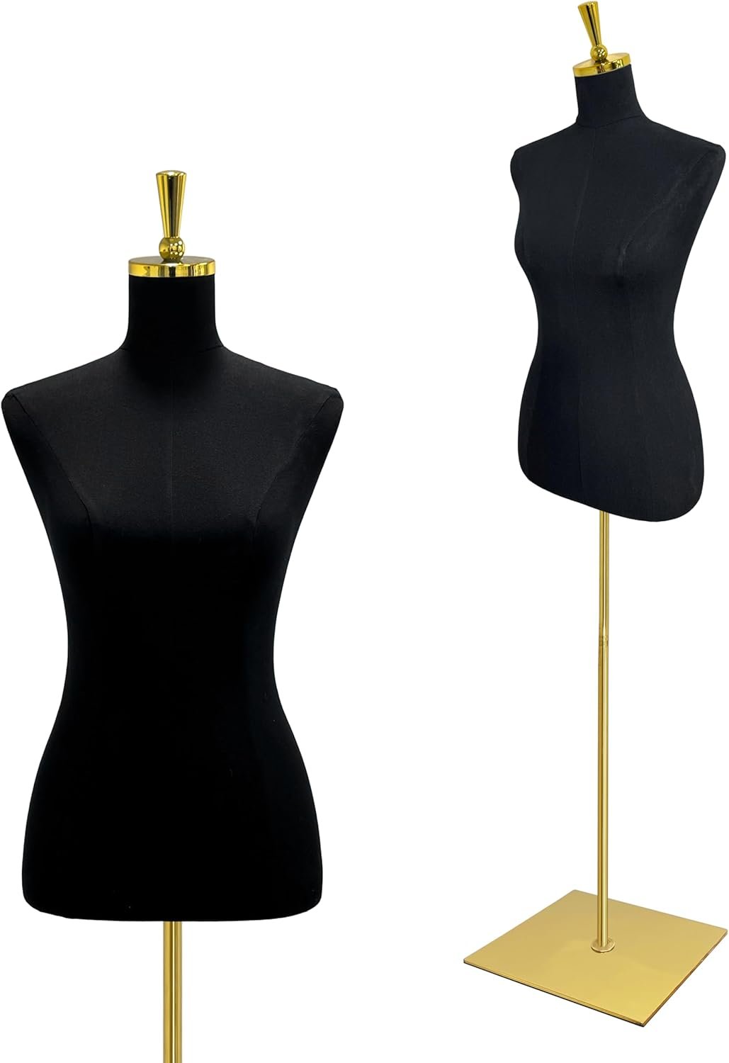 Mannequin Torso for Women, 53″-73″ Height Adjustable Dress Form Sewing Mannequin with Golden Metal Stand, Black