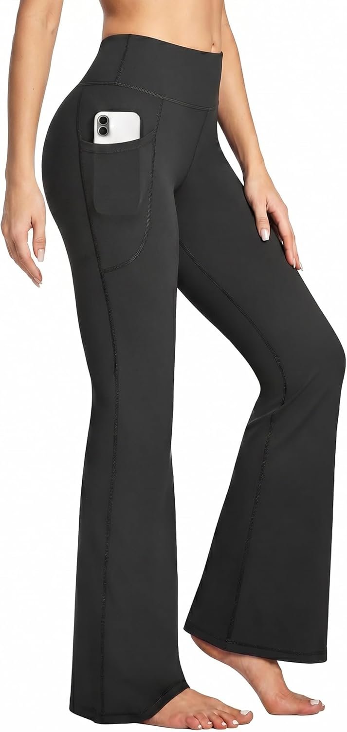Heathyoga 28”/30″/32″ Yoga Pants Women Wide Leg Yoga Pants with Pockets for Women Flare Leggings Bootcut Work Dress Pants