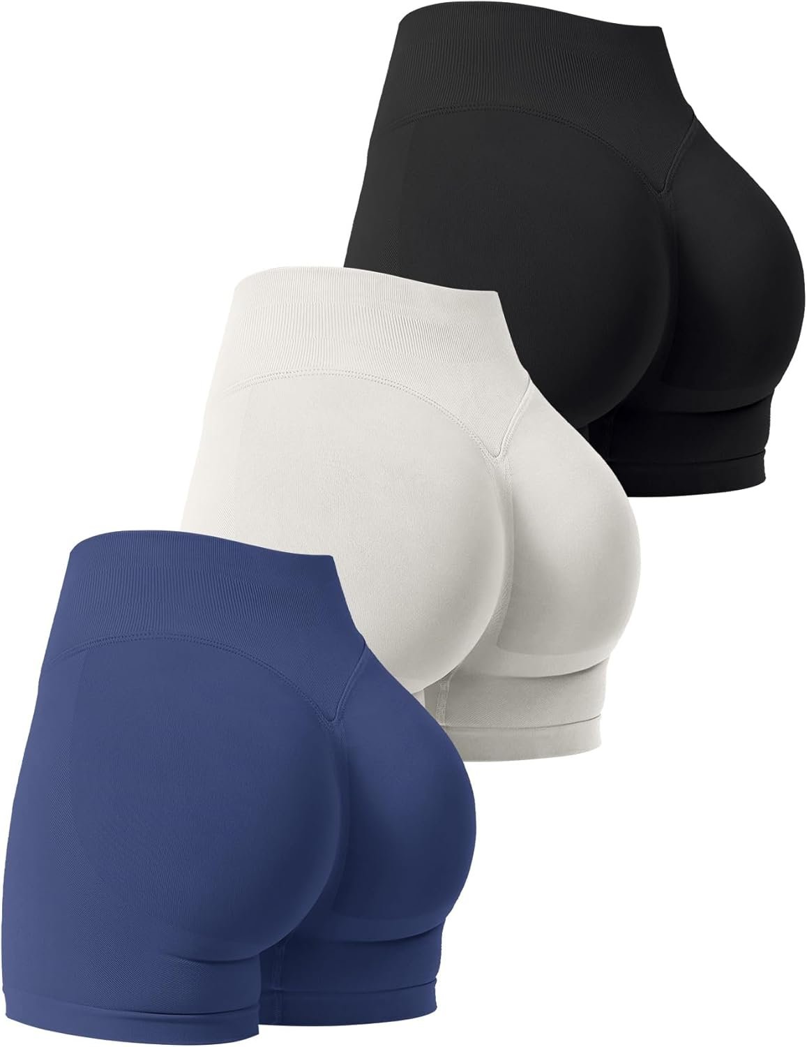3 Pack Workout Gym Shorts Women Scrunch Butt Lifting Seamless High Waist Yoga Booty Shorts for Women