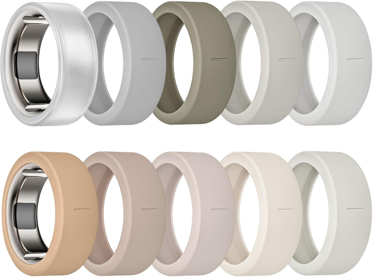 10 Pack Ring Cover Compatible with Oura Ring Gen 4/Ceramic, Oura Ring Gen 3, Anti-Scratch Elastic Silicone Oura Ring Protector Case for Men Women Working Out Gym (10Collors-4, S (6/7/8/9/10))