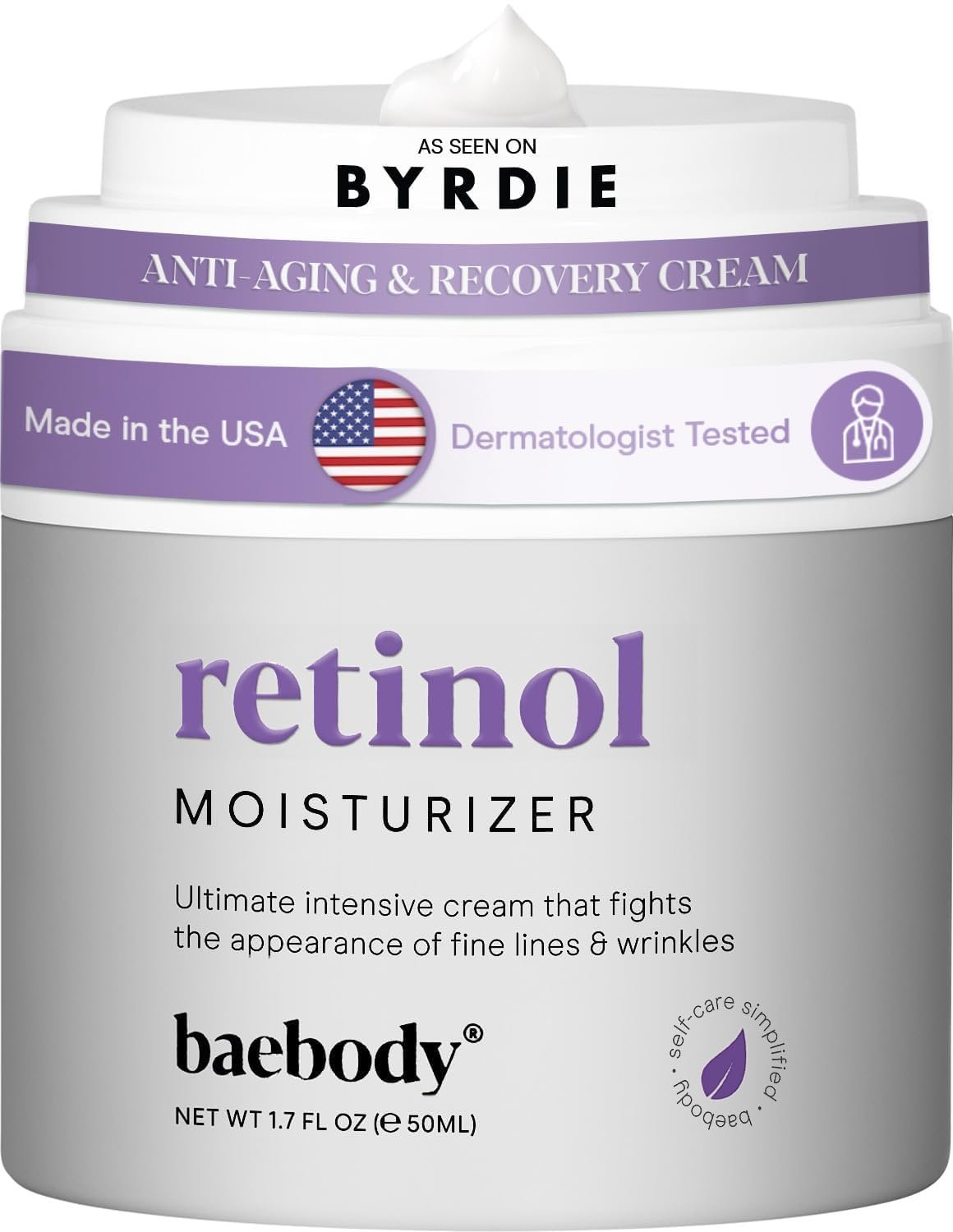 Baebody Made in USA Retinol Cream for Face – Anti Aging Face Cream for Fine Lines and Wrinkles – With Jojoba Oil & Vitamin E – Beauty Gifts for Women (50 ml/1.7 fl oz)