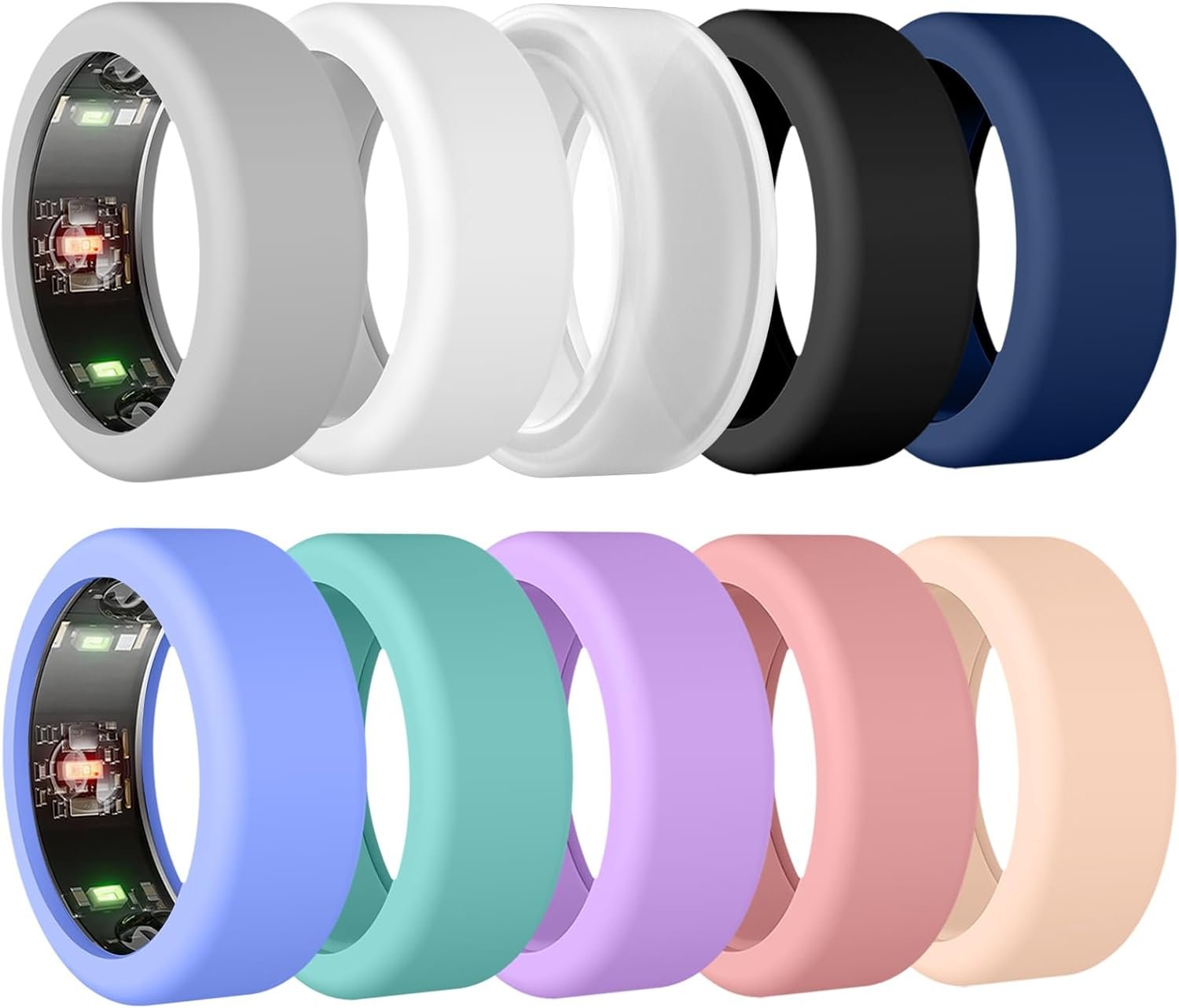 TiMOVO 10 Pack Ring Cover Compatible with Oura Ring Gen 4/Gen 3, Anti-Scratch Elastic Silicone Oura Ring Case Protector Working Out Accessories for Women Men, M for 11/12/13/14/15, Colorful