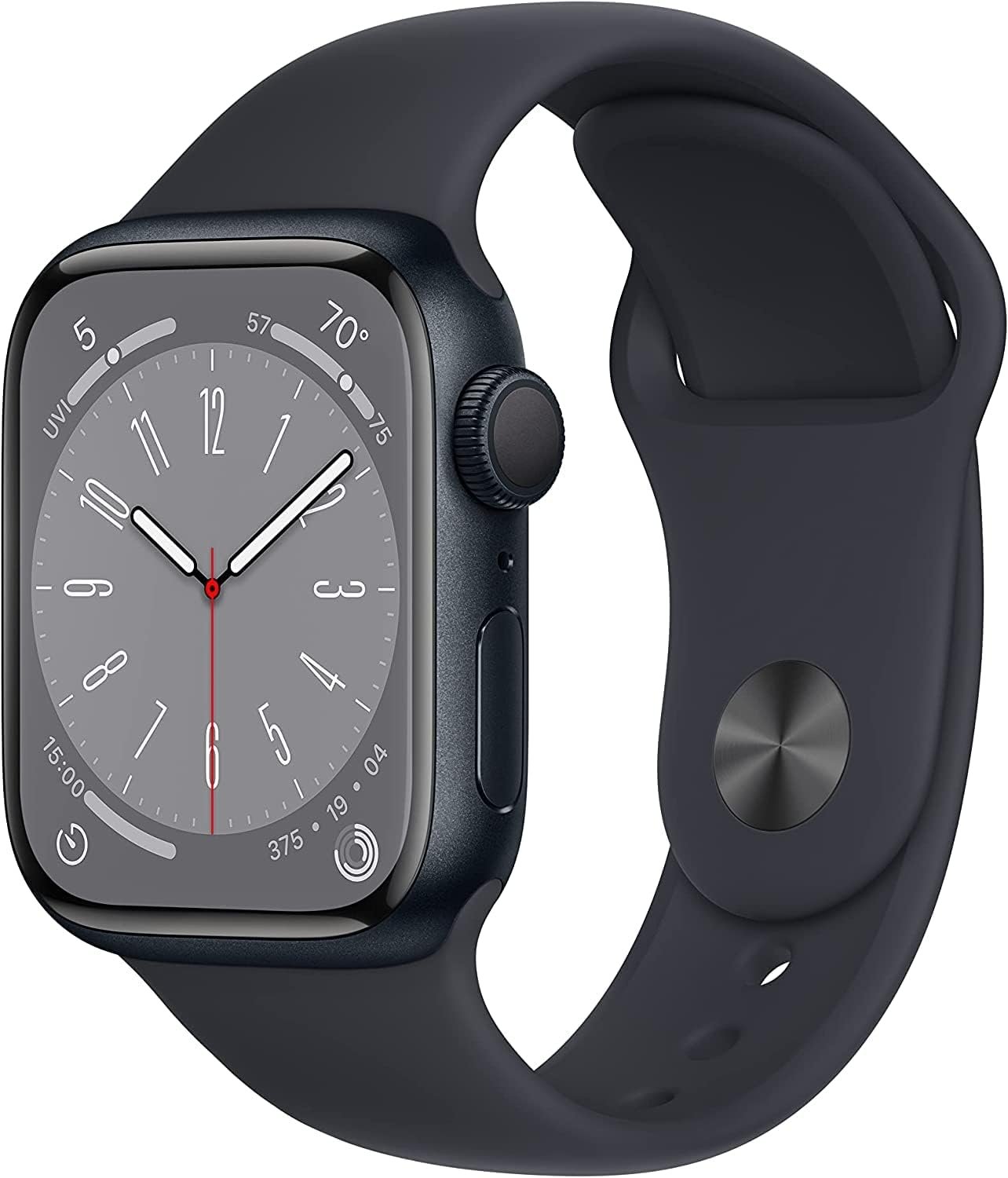 Apple Watch Series 8 [GPS, 41mm] – Midnight Aluminum Case with Midnight Sport Band, S/M (Renewed)