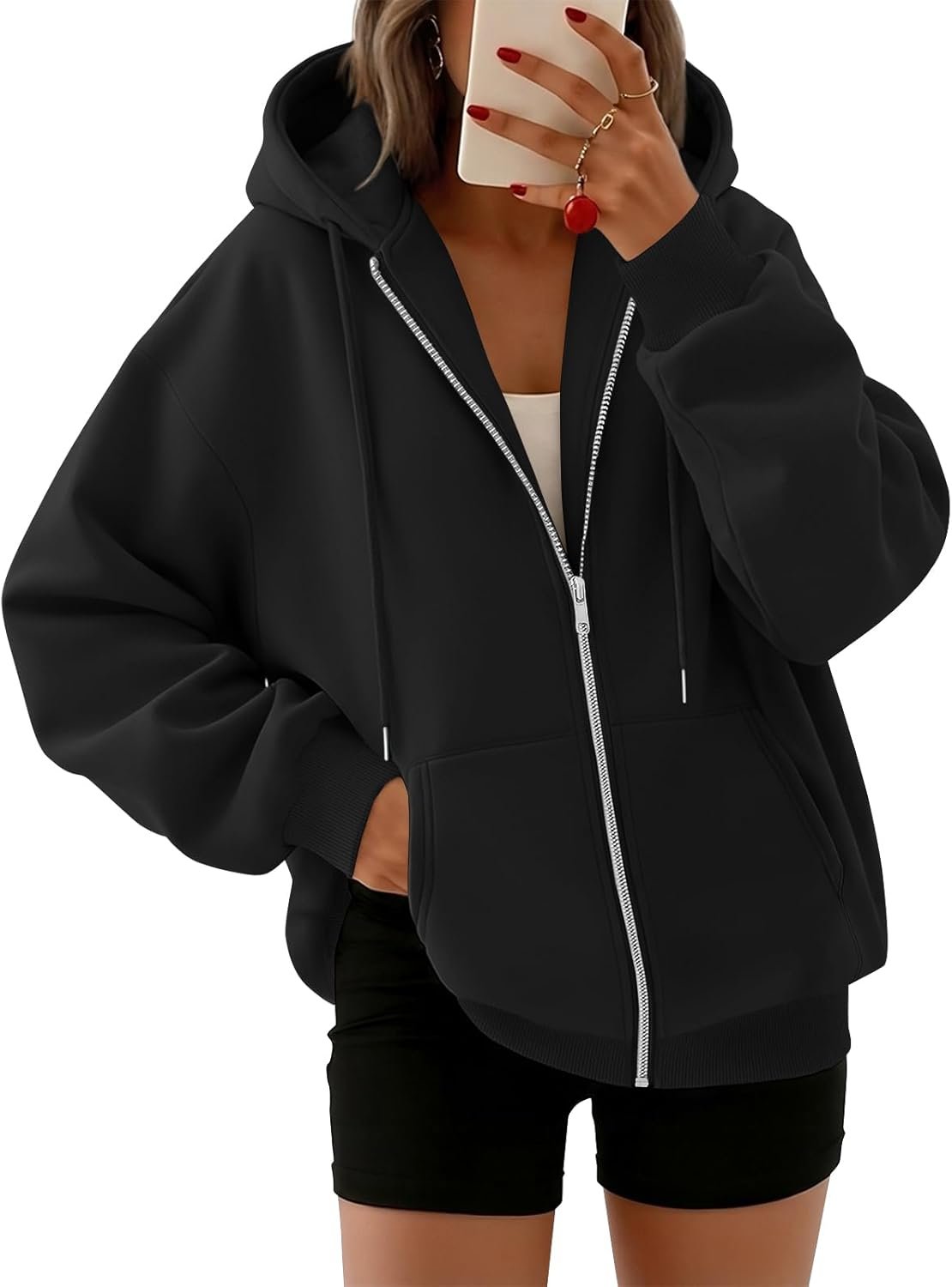 Trendy Queen Womens Zip Up Hoodies 2026 Oversized Sweatshirt