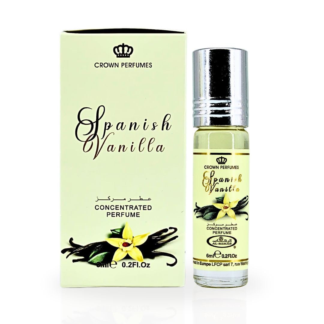 Al-Rehab Spanish Vanilla Perfume Oil 6ML (0.2 Oz) – Arabian Oils For Women – Long Lasting Concentrated Oil – A Luxurious Soft & Sweet Women’s Fragrance For An Elegant Touch