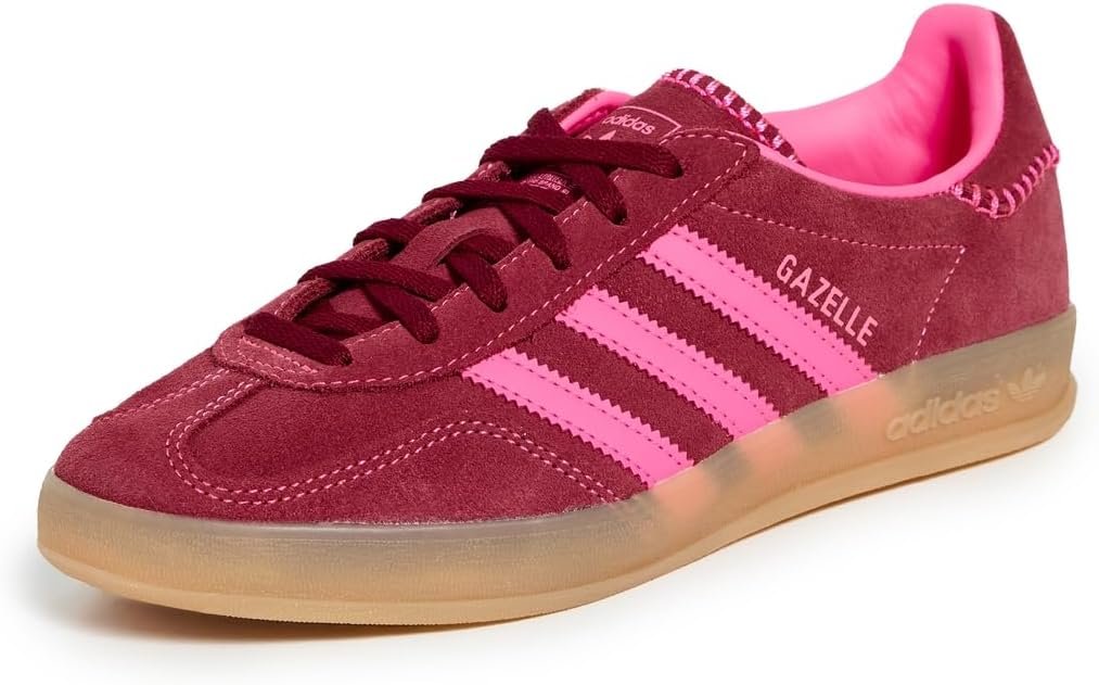 adidas Womens Gazelle Indoor Lace Up Sneakers Shoes Casual – Pink