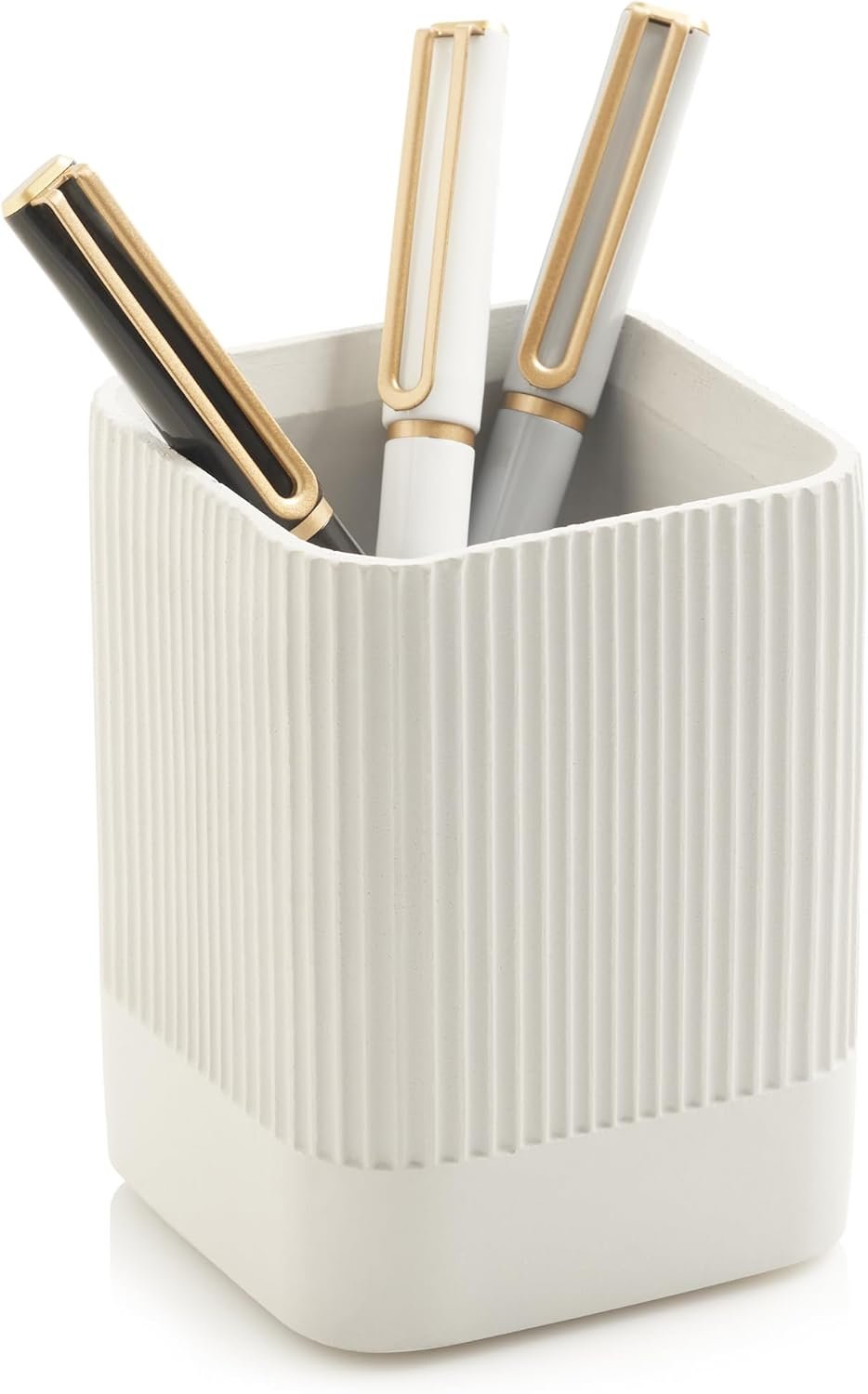 KIBAGA Aesthetic Pen Holder for Desk – Modern Concrete Pencil Holder – Cute and Functional Desk Organizer for Office Supplies – Stylish Office Decor Pen Cup