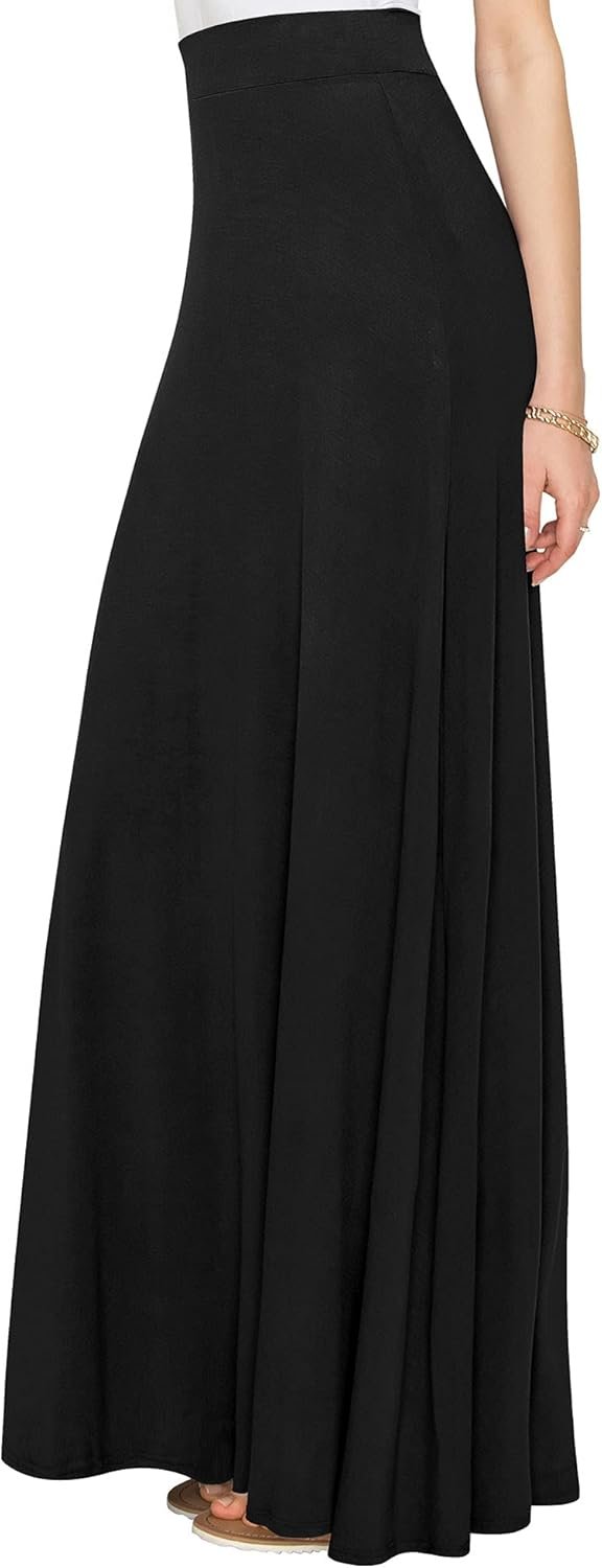 Lock and Love Women’s Casual Comfy Stylish High Waist Flare Long Maxi Skirt – Available in Print & Solid Options