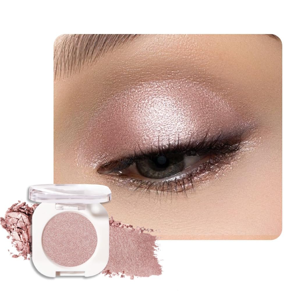 FeiCuiYun Dusty Pink Champagne Shimmer Eye Shadow Palette Makeup, Shimmer Monochrome Eyeshadow For Older Women, Pigmented Waterproof Sombras Para Ojos, Vegan, Talc, Paraben & Cruelty Free