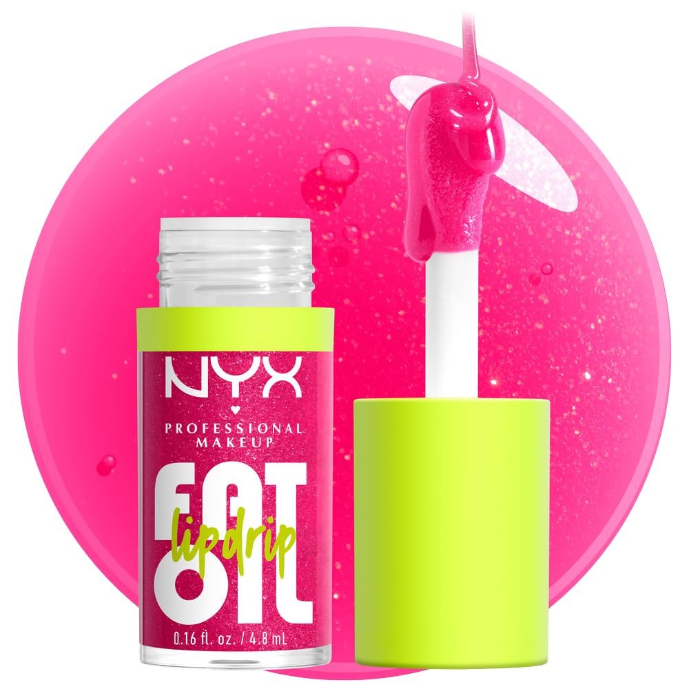 NYX PROFESSIONAL MAKEUP Fat Oil Lip Drip, Moisturizing Lip Oil Gloss, Vegan Tinted Formula, Up to 12 HR Hydration – Supermodel (Shimmering Magenta)