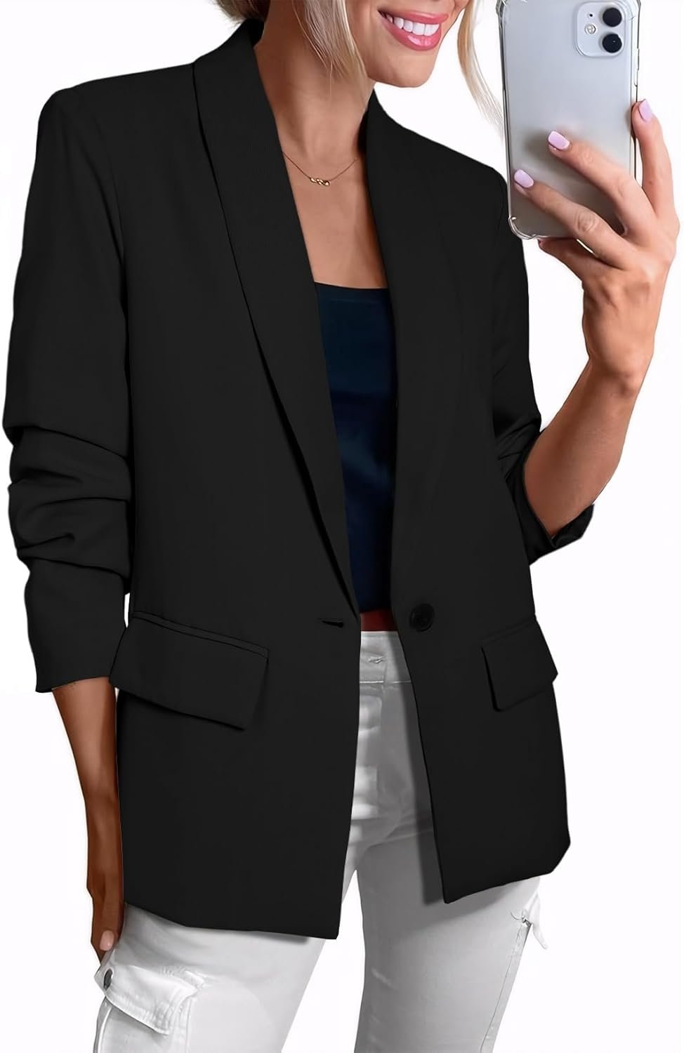 Happy Sailed Womens Long Sleeve Blazer Business Casual Open Front Work Office Suit Jackets