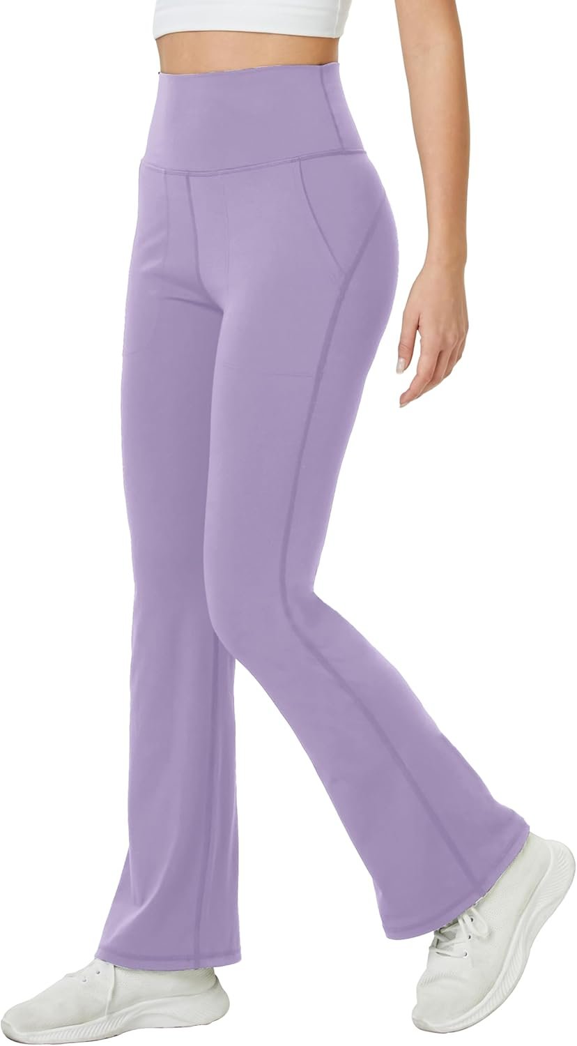 TOPYOGAS Womens Flare Yoga Pants High Waist Tummy Control Bootcut Flare Leggings Workout Wide Leg Pants with Pockets
