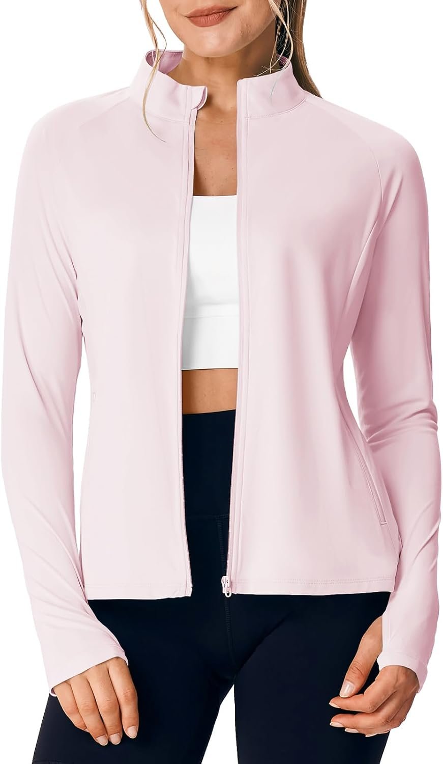 TBMPOY Women’s UPF 50+ Sun Protection Lightweight Jacket Athletic Hiking Full Zip Up Long Sleeve Packable Workout Shirt
