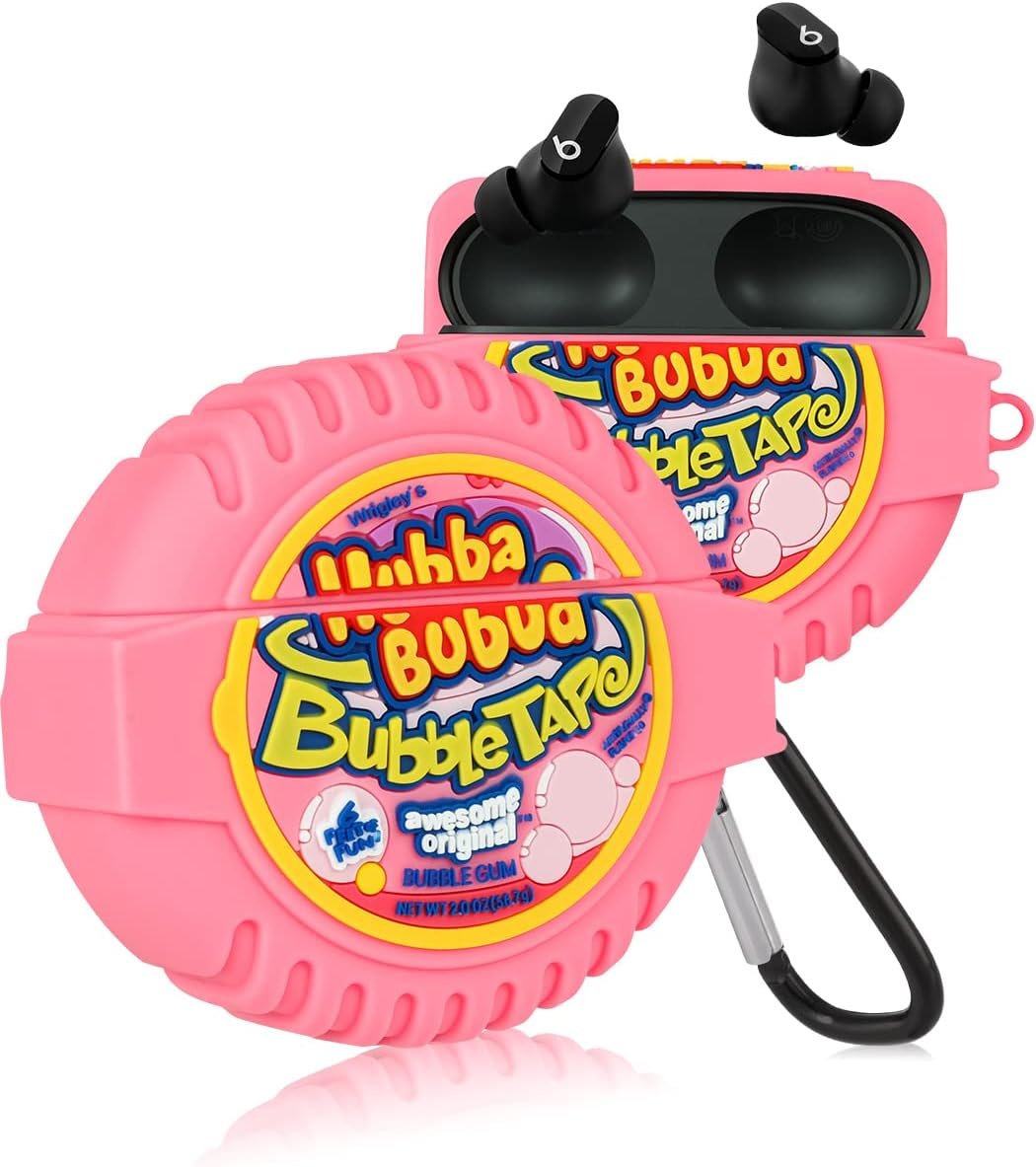 Case for Beats Studio Buds Funny Unique 3D Design Cute Silicone Cover Fashion Kawaii Cool Fun Cartoon Wireless Powerbeats Cases for Beats Earbuds Headphones for Girls Boys Teen Bubble Gum