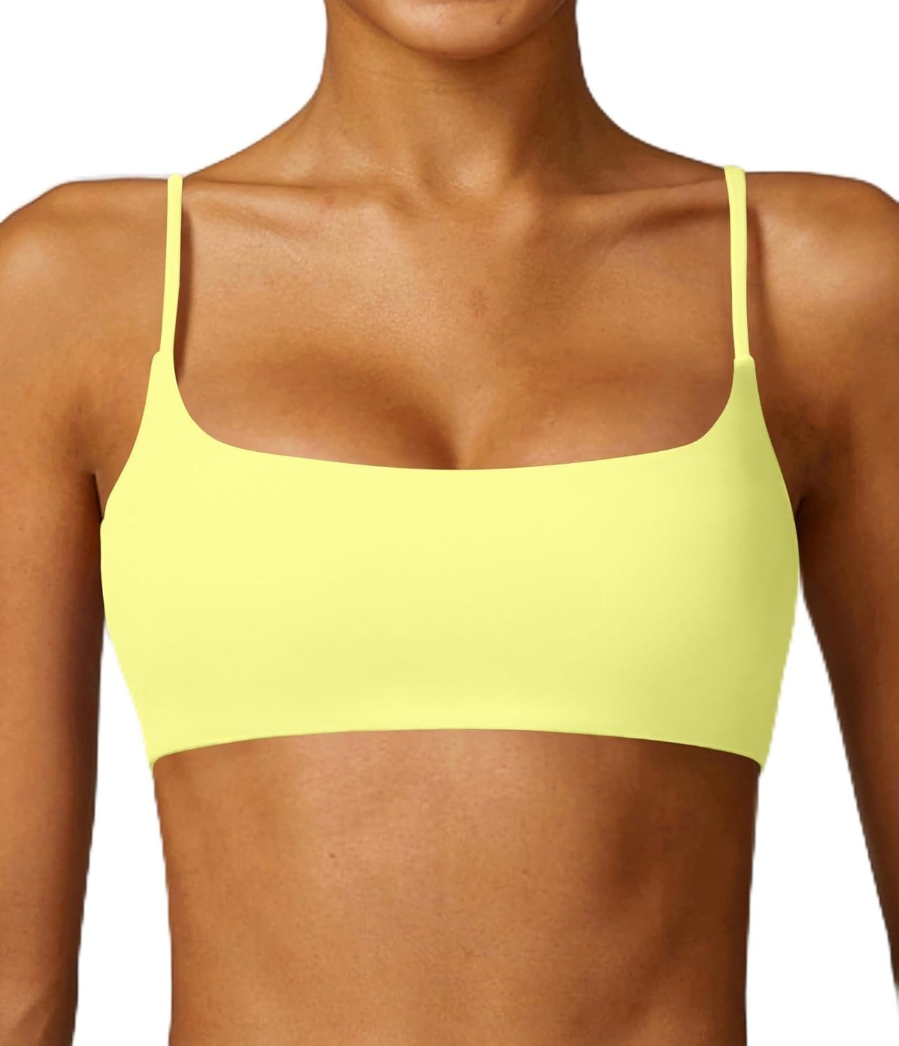 Comper Women’s Sports Bra with Thin Straps Stretchy Wirefree Workout Bras Lightweight Workouts Bralette with Removable Pads