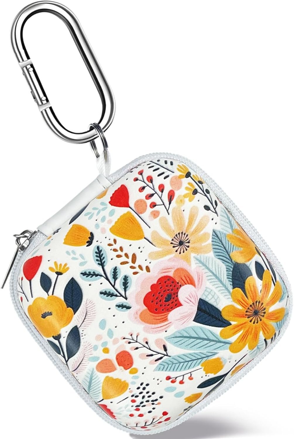 Earbud Case Headphone Organizer Ear Bud Case Portable EVA Carrying Box Storage Bag with Carabiner for AirPods Beats Bose Galaxy Buds 4/3/FE Data Cable Storage (Blooming Floral)
