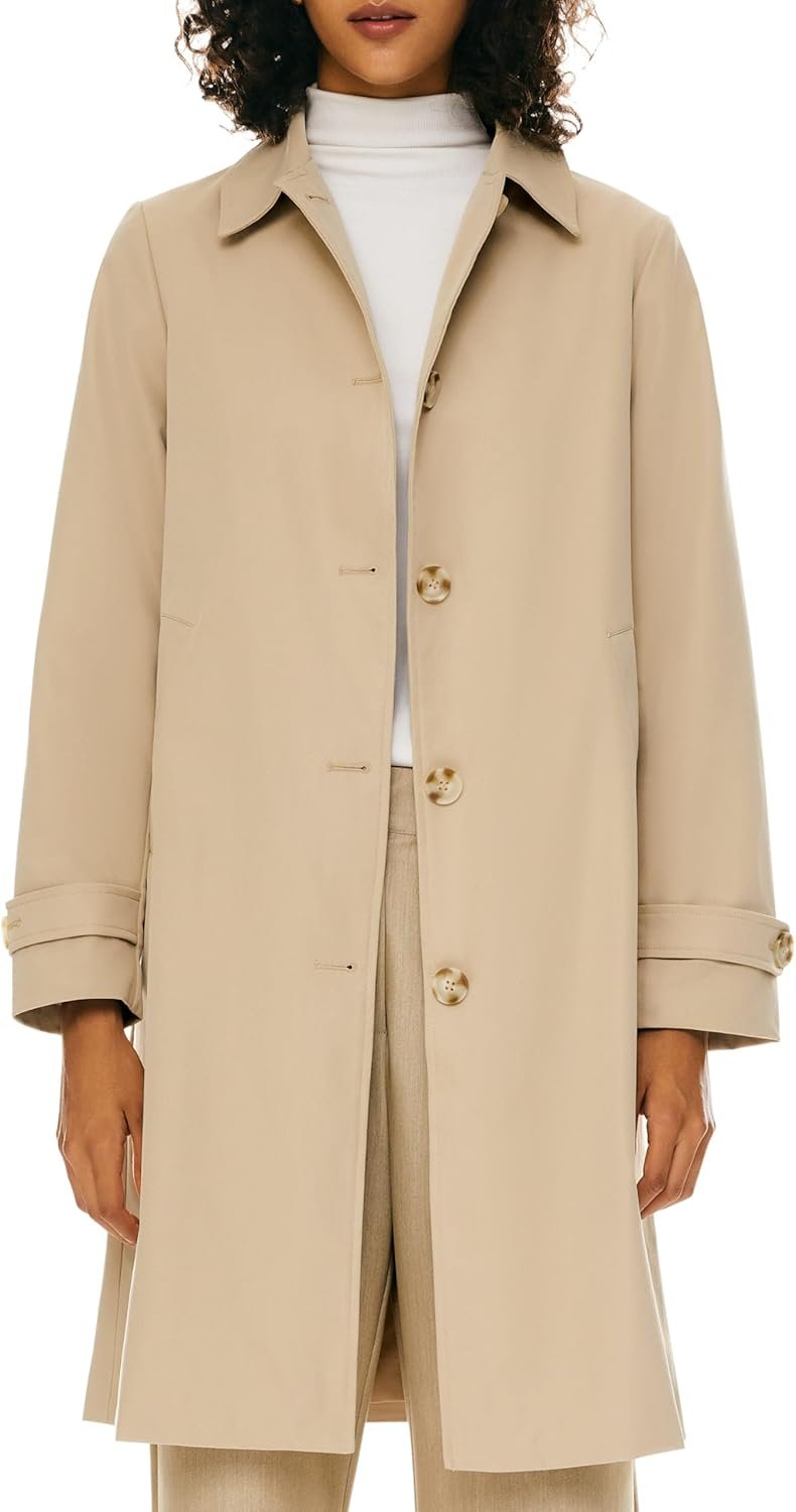 Orolay Women’s Single Breasted Trench Coat Mid Long Classic Lapel Windproof Slim Outerwear Coats