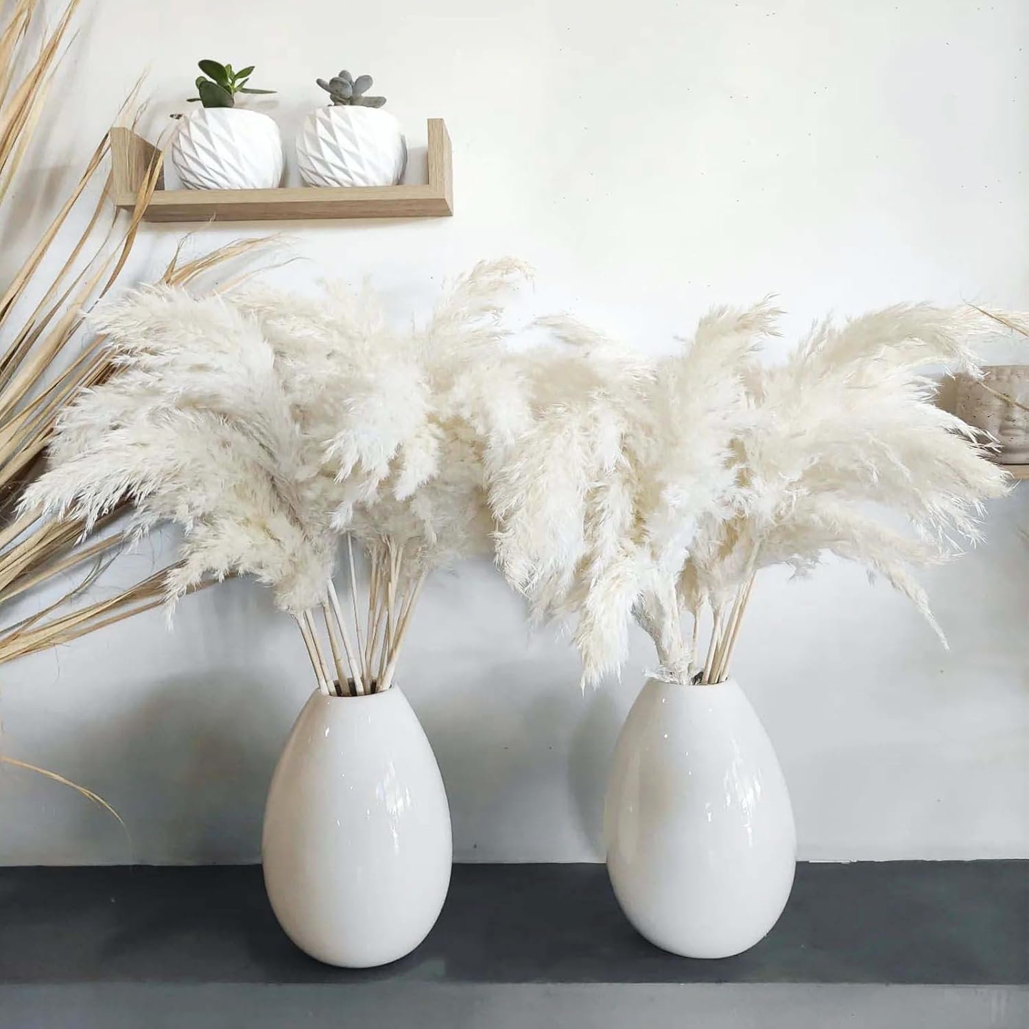 30 Stems 28″ inch Large White Pampas Grass Fluffy, Boho Home Decor, Natural Fluffy Pompas Grass Pampas for Living Room Decor, Table Decor, Boho Decor Floor, Party Wedding Decor