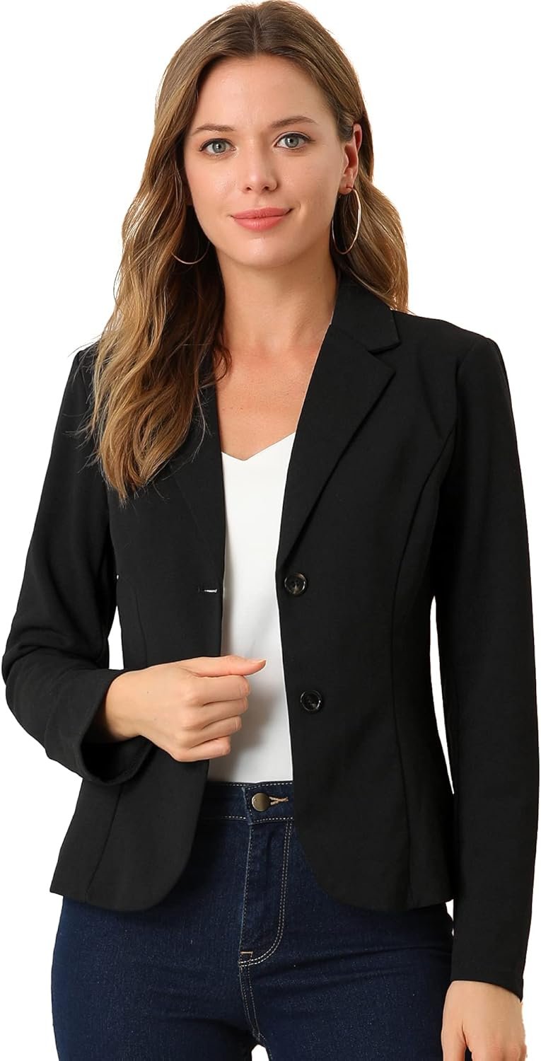 Allegra K Women’s Work Office Blazer Stretch Lapel Collar Long Sleeve Jacket Suit Blazer