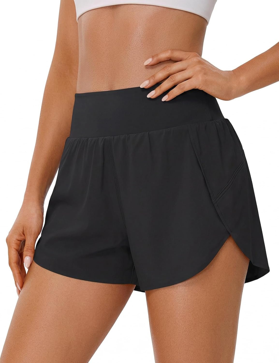 BMJL Women’s Athletic Shorts High Waisted Running Shorts 2″ Comfy Liner for Workout Gym Track