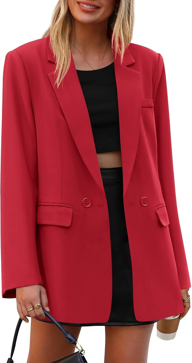 PRETTYGARDEN Fall 2026 Blazers for Women Business Casual Long Sleeve Lapel Pockets Spring Winter Jackets Work Office Clothes