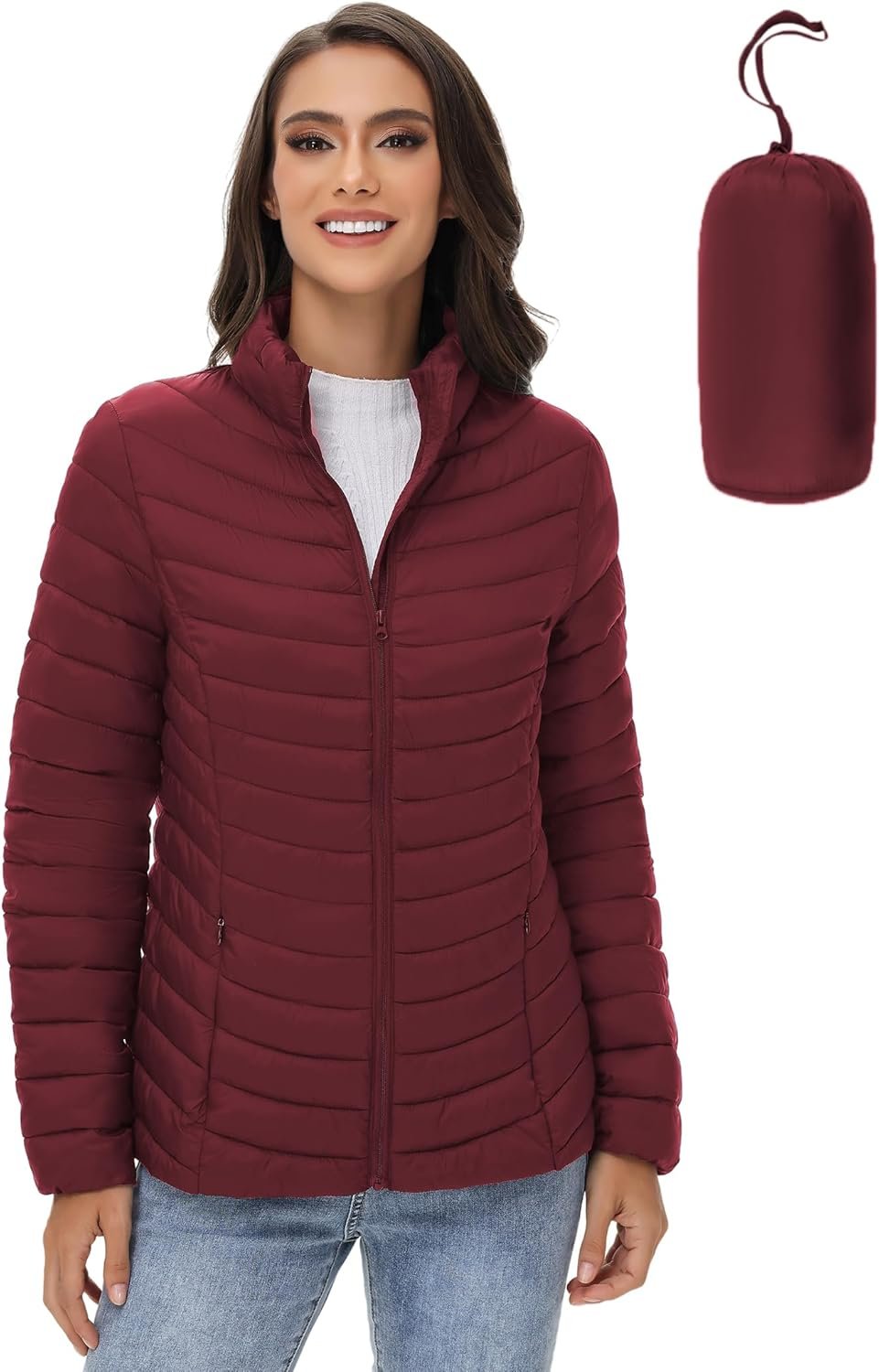 ROYAL MATRIX Women’s Packable Puffer Jacket Lightweight Quilted Puffer Jacket Winter Warm Puffy Jacket with Stand Collar