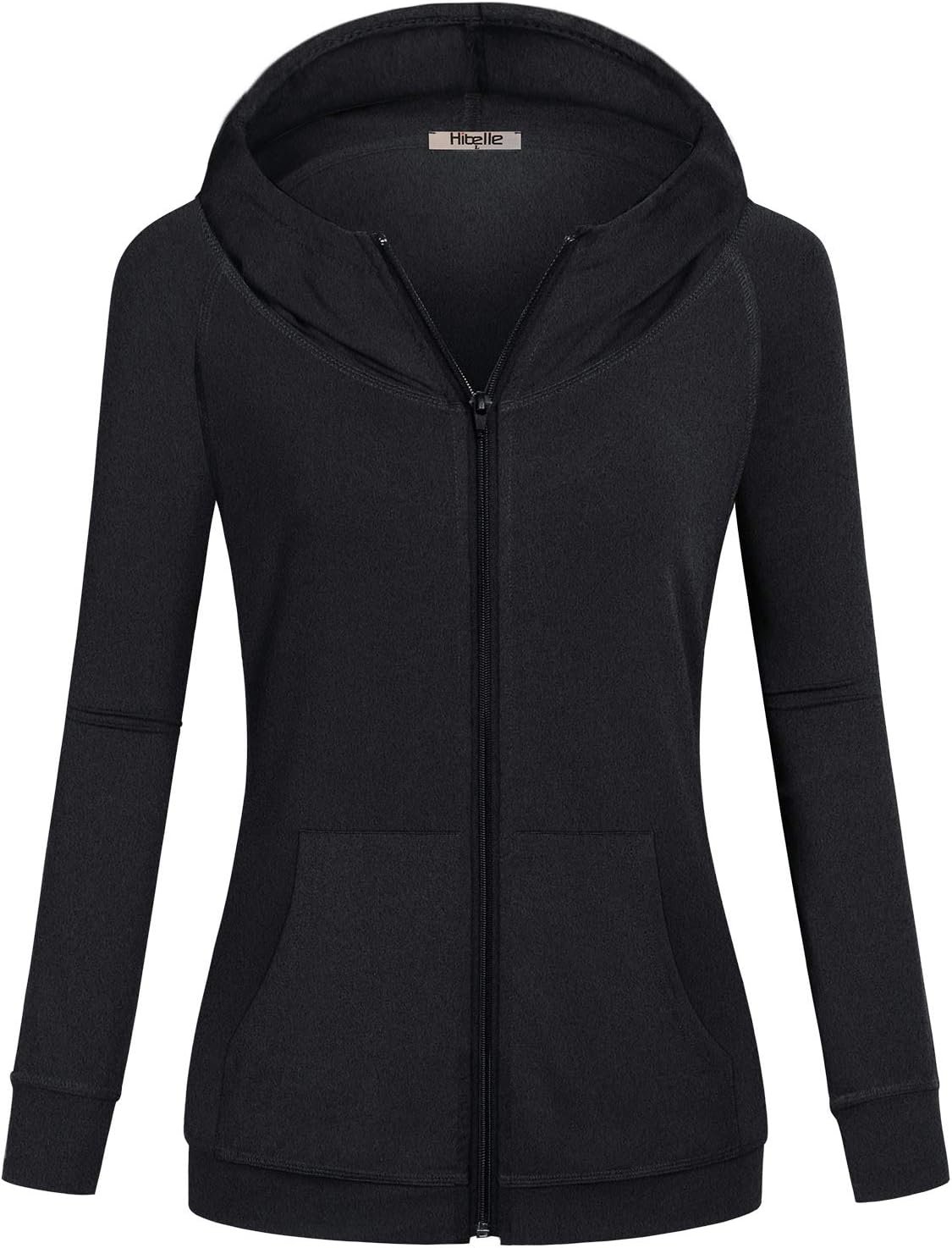 Hibelle Women’s Full-Zip Fleece Lined Hoodie Sports Sweatshirts with Handy Pockets & Inside Pocket