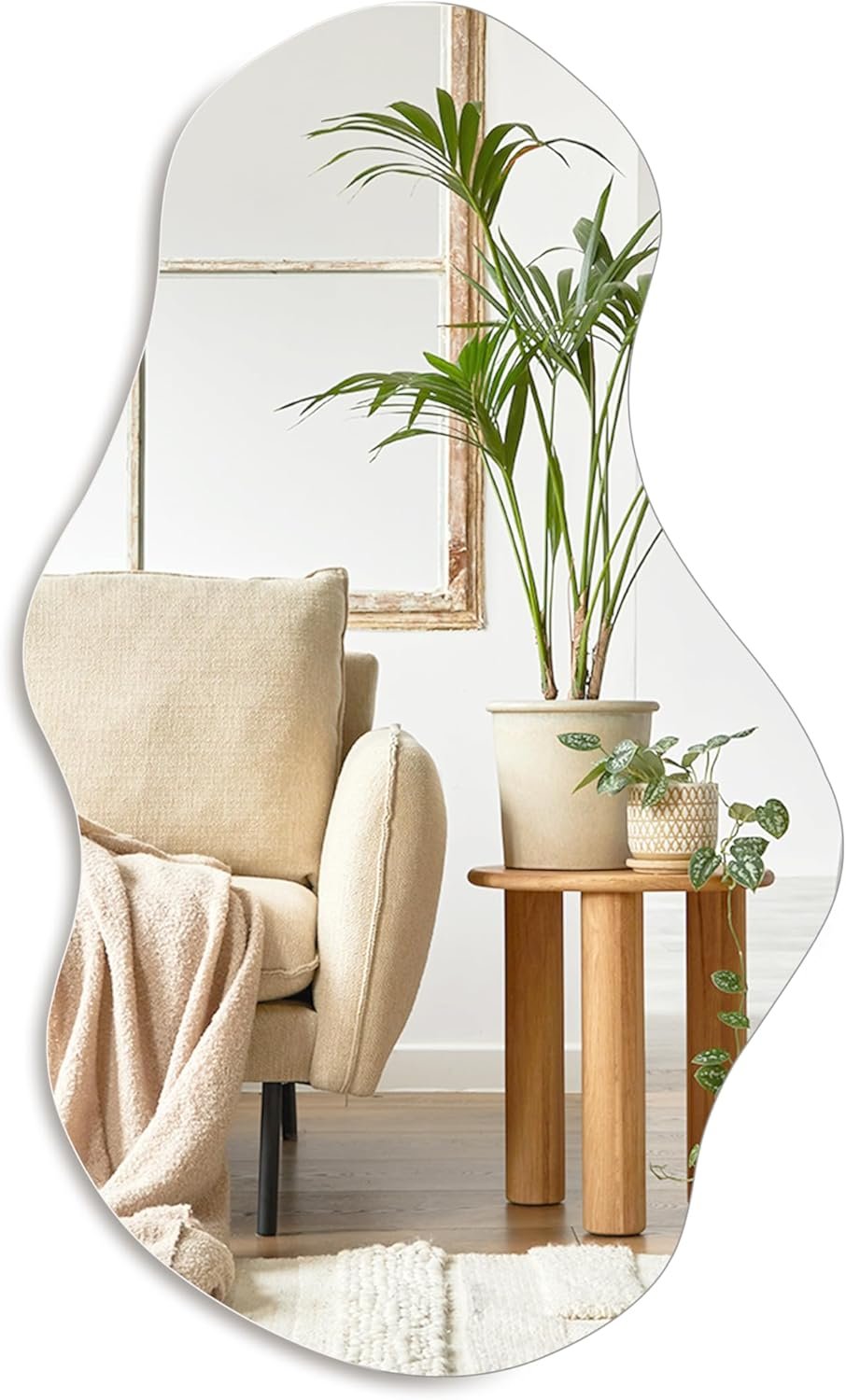PERFNIQUE Irregular Wall Mirror Asymmetrical Mirror, 34”x20.5” Decorative Modern Mirrors for Bathroom Bedroom Living Room Entryway, Cloud Frameless Mirror, Wall Mounted (34”x20.5”, Cloud)