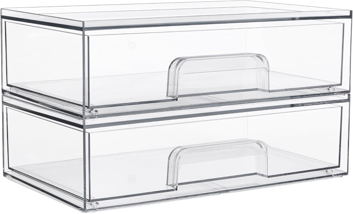 Vtopmart 12.1”W Clear Stackable Storage Drawers,2 Pack Acrylic Plastic Organizers Bins for Makeup Palettes, Cosmetics, and Beauty Supplies,Ideal for Vanity, Bathroom,Cabinet,Desk Organization