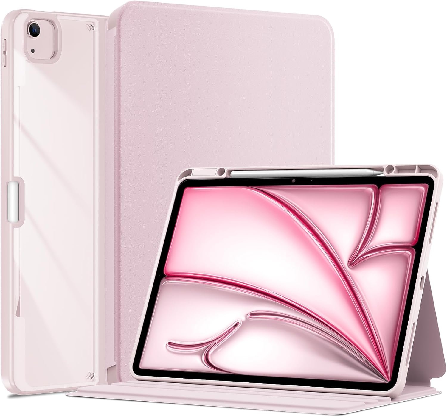 ProCase for iPad Air 13 Inch Case (2026/2025/2024) M4/M3/M2 & iPad Pro 12.9 inch 6th/5th/4th/3rd 2022/2021/2020/2018; Protective Folio Shockproof Case with Pencil Holder -Pink