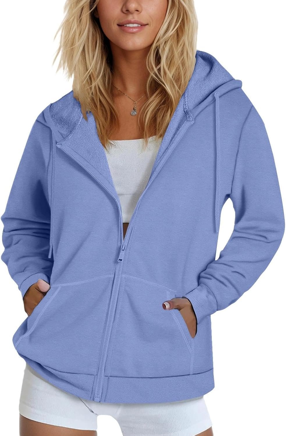 SMENG Womens Zip Up Hoodies Long Sleeve Fit Hooded Sweatshirts Fleece Lined 2026 Casual Lightweight Jacket