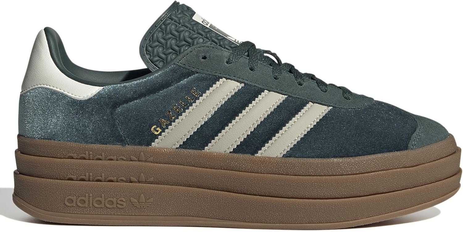 Adidas Gazelle Bold Womens Sneaker (Dark Green Velvet, 7)
