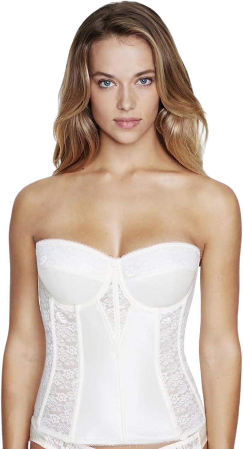 Dominique Women’s Lace Longline Corset Bustier Bra #8949 – Strapless Bra Seamless Full Figure Support – Lingerie for women