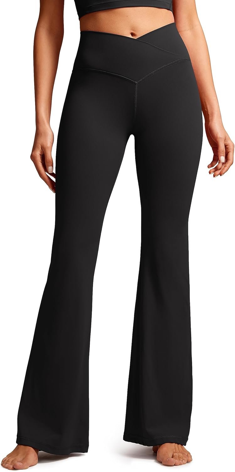 CRZ YOGA Butterluxe Crossover Flare Leggings 29”/31”/33″ – High Waist V Cross Bootcut Bell Bottoms Yoga Pants for Women