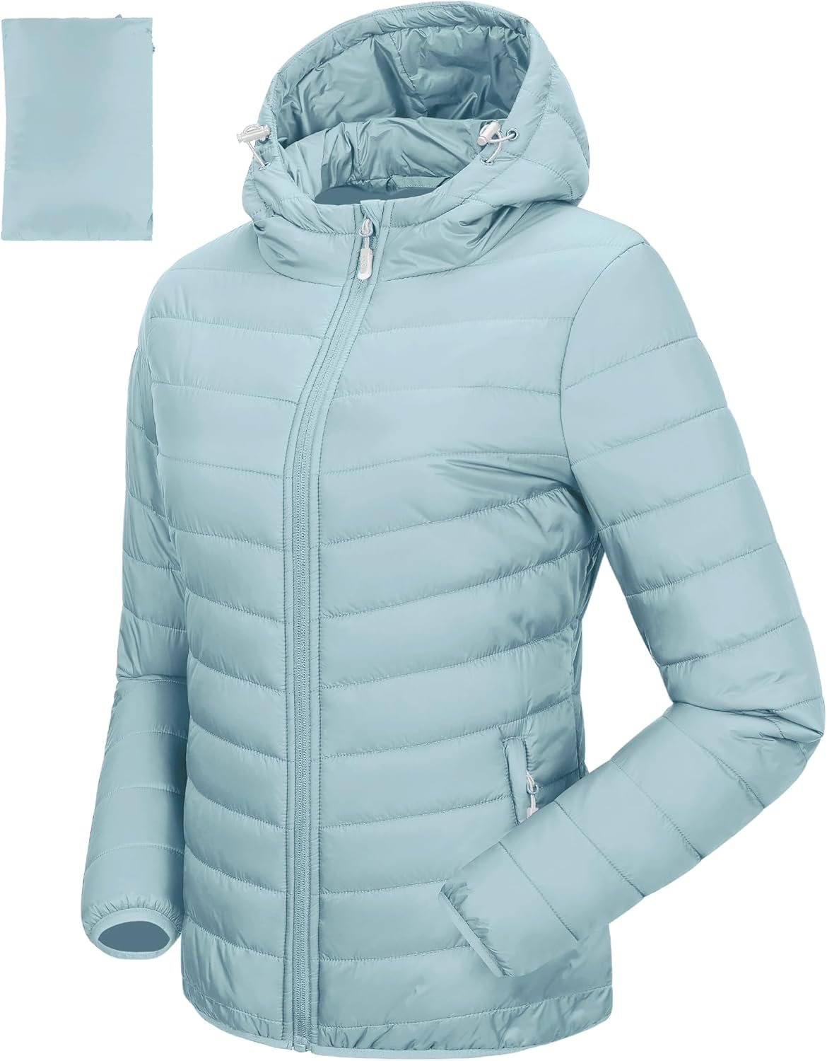 33,000ft Women’s Hooded Packable Puffer Jacket Lightweight Warm Puffy Quilted Winter Coat