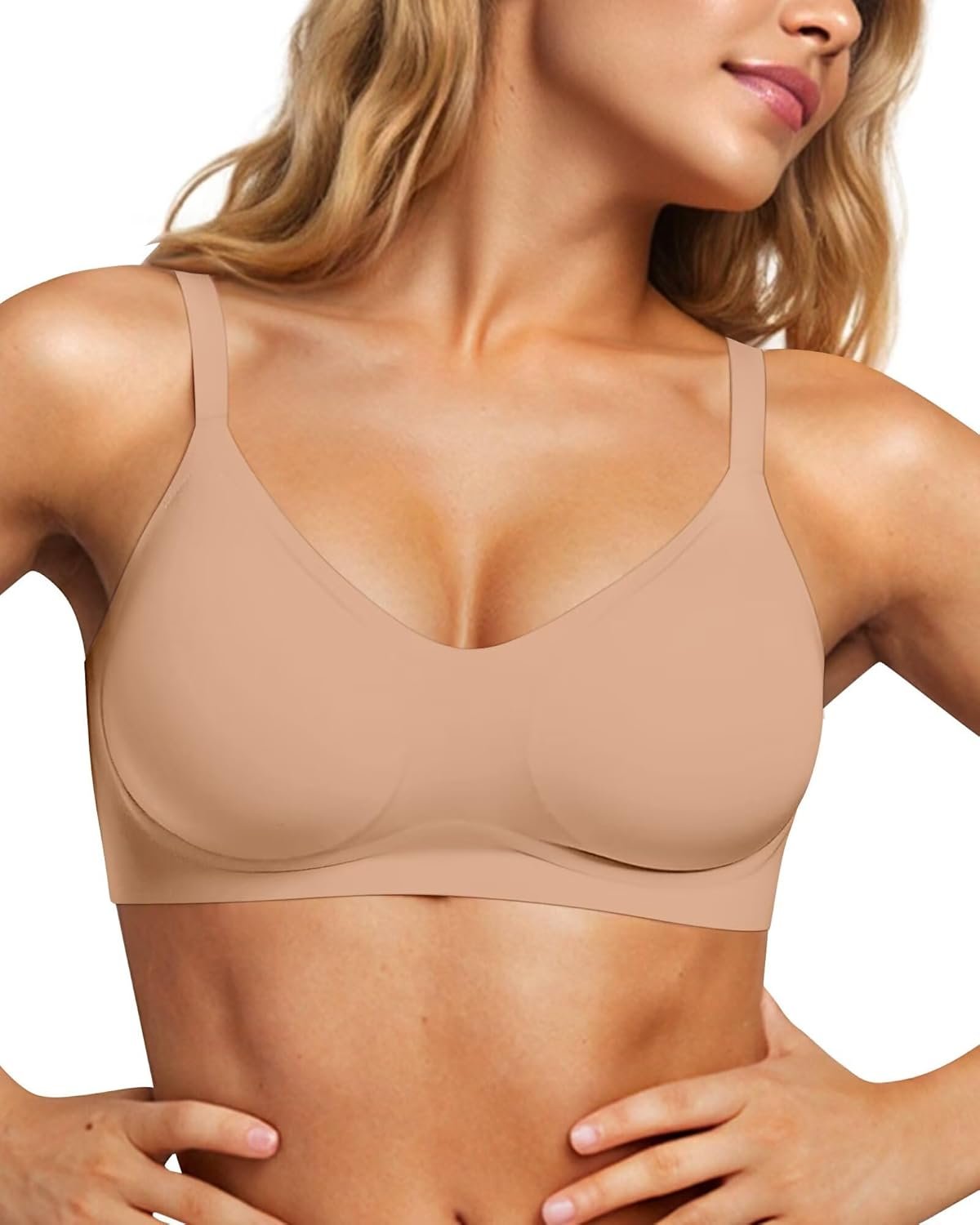 Vertvie Womens Seamless Jelly Bras No Underwire Comfort Push Up Bras Buttery Soft Wireless Bralette Full Coverage Sports Bra